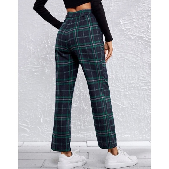 NWT Shein Slant Pocket Tartan Pants - Picture 2 of 7